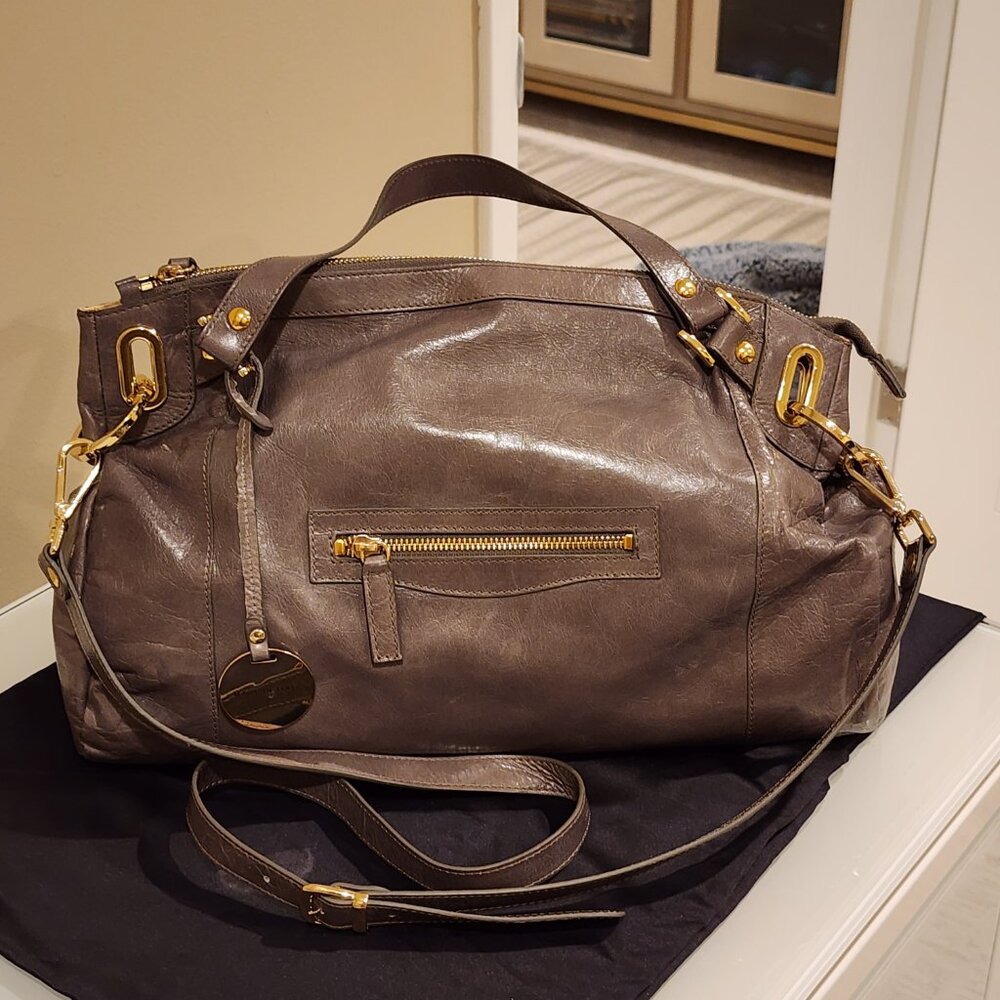 Brand New!! BEVINI: Italian Light Weight Dove Gray Leather bag - Picture 16 of 16